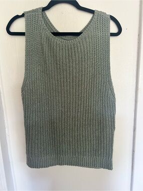 A&F Sleeveless Knit Tank Sweater - Sage Green